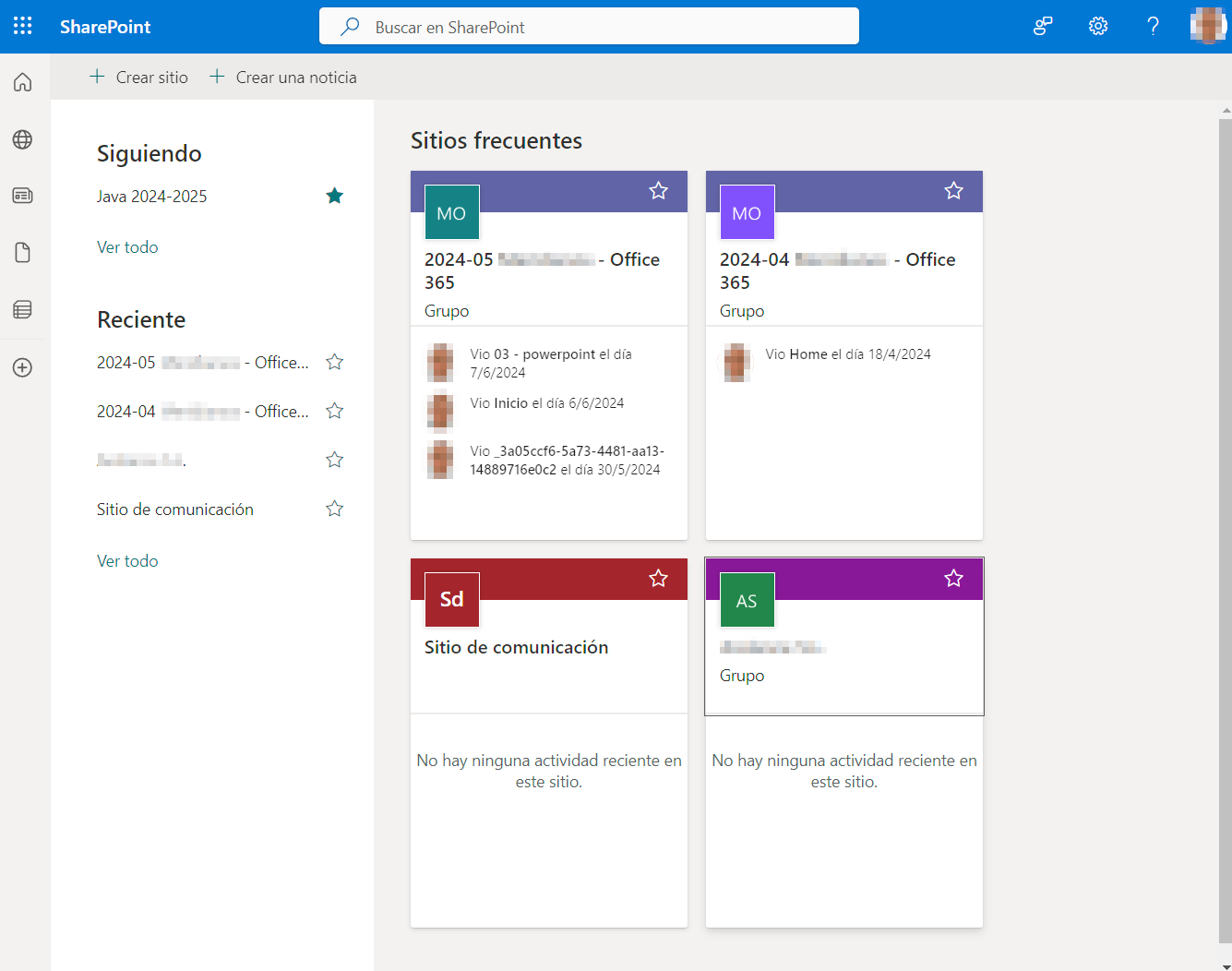 Página principal de SharePoint